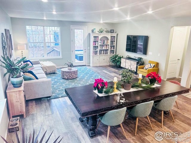 living room with hardwood / wood-style floors