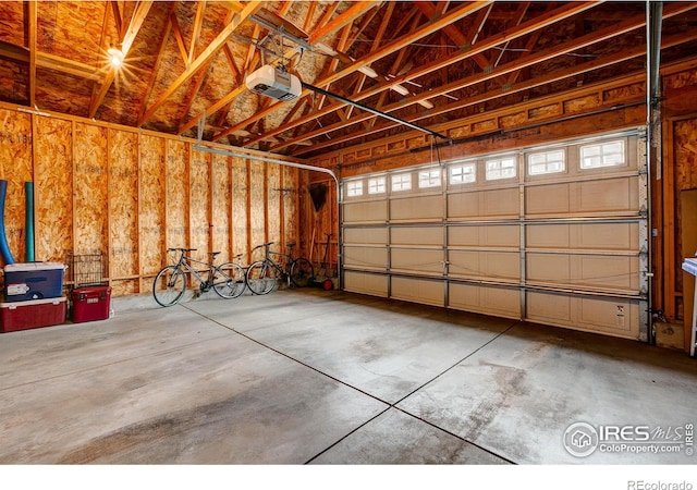 garage with a garage door opener