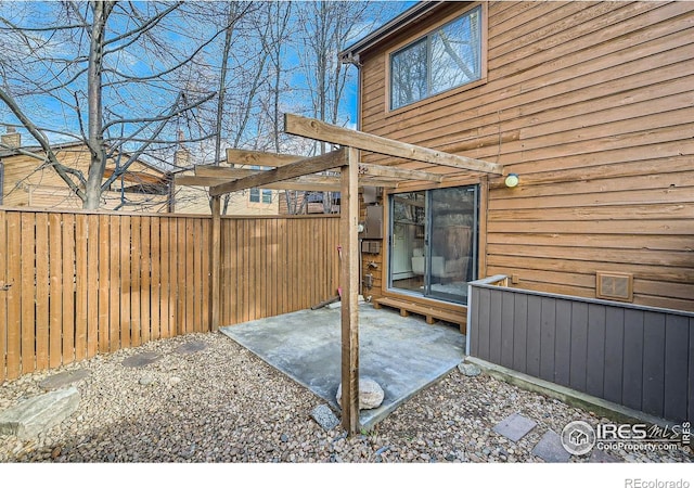 view of patio / terrace featuring a pergola