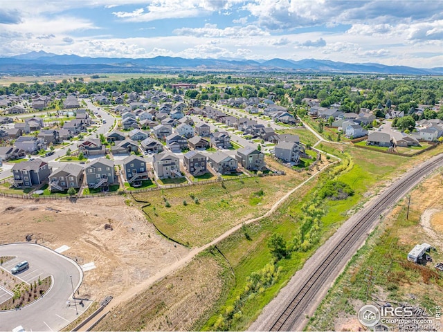 drone / aerial view with a mountain view