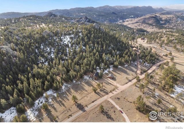 drone / aerial view with a mountain view