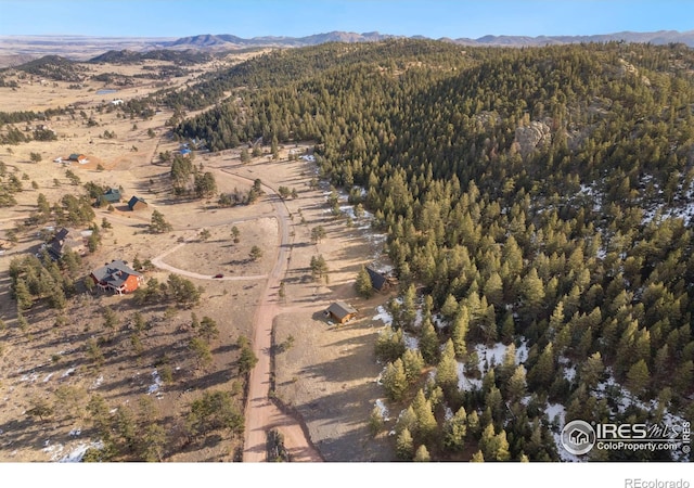 birds eye view of property featuring a mountain view