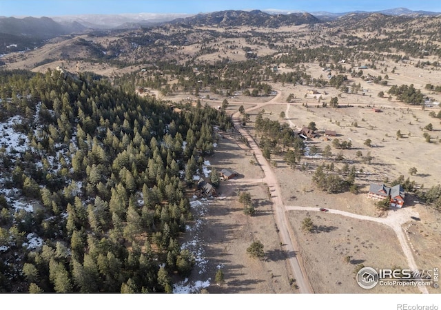 birds eye view of property featuring a mountain view