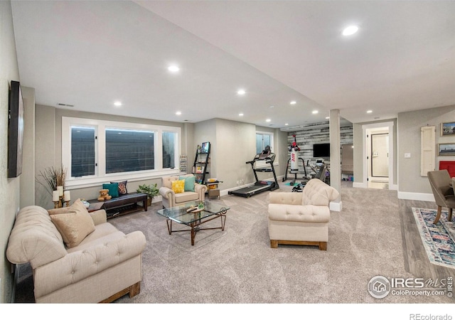 37001 Soaring Eagle Cir, Severance, CO 80550 - carpeted living room with recessed lighting