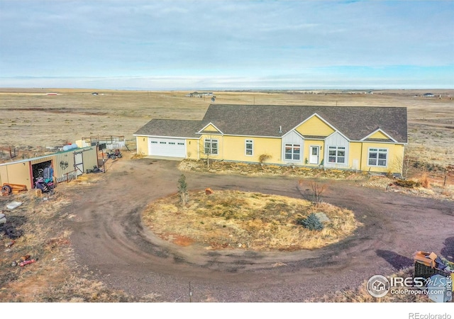 drone / aerial view with a rural view