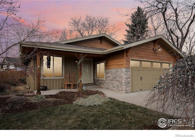 view of front of property with a garage