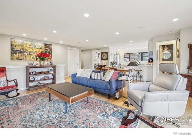 living room featuring light hardwood / wood-style floors