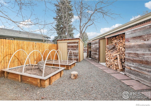 view of yard with a storage unit