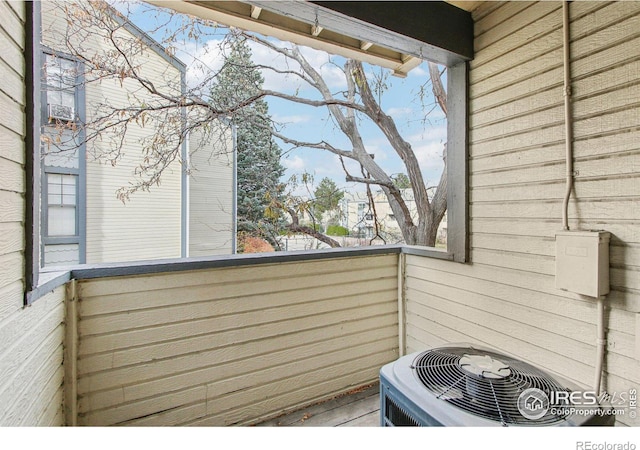 balcony with central AC unit