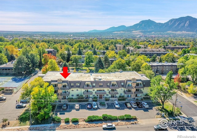 aerial view with a mountain view