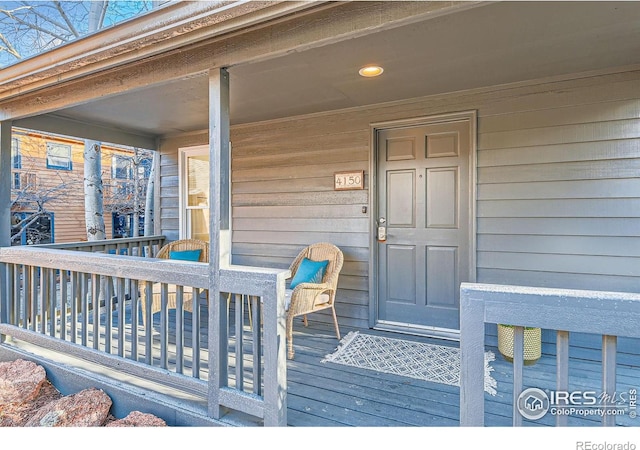 wooden terrace featuring a porch