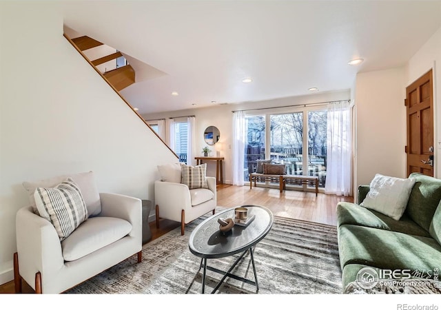 living room featuring hardwood / wood-style flooring