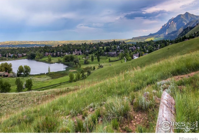 mountain view with a water view and a rural view