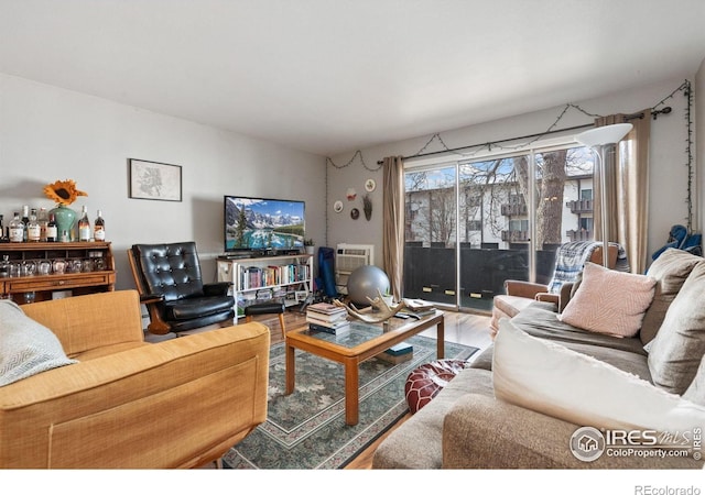 living room with wood-type flooring