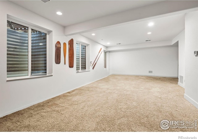 basement with carpet