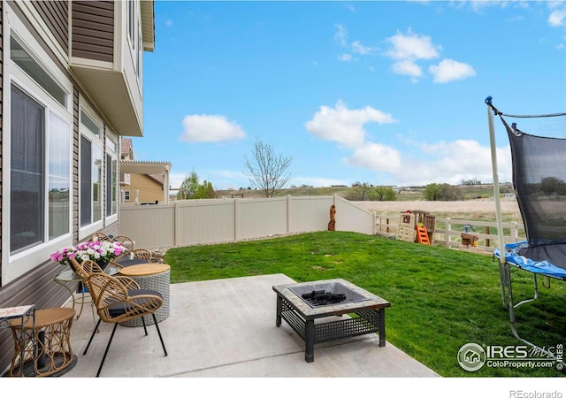 view of patio / terrace with a trampoline