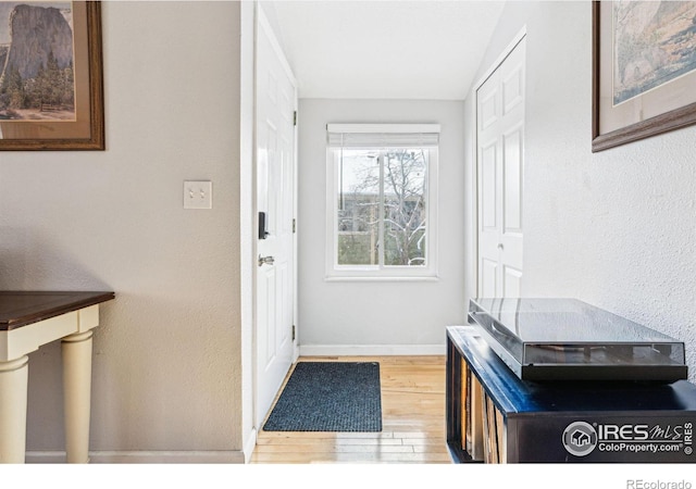 interior space with hardwood / wood-style floors