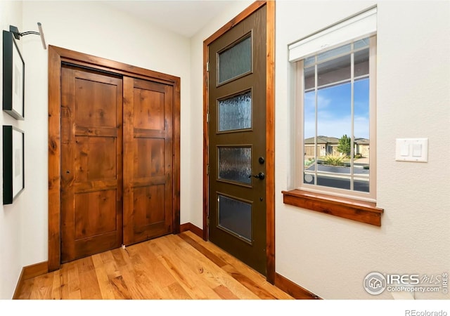 interior space with light hardwood / wood-style floors