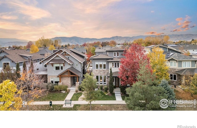 view of front of home featuring a mountain view