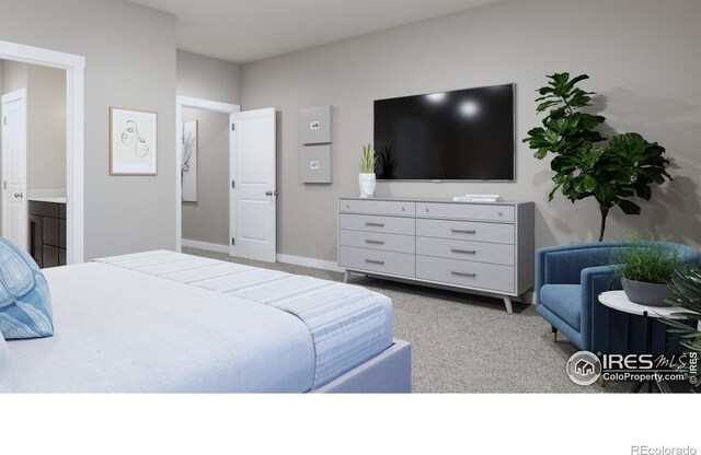 410 High Point Dr Unit 104, Longmont, CO 80504 - bedroom featuring ensuite bath and light colored carpet