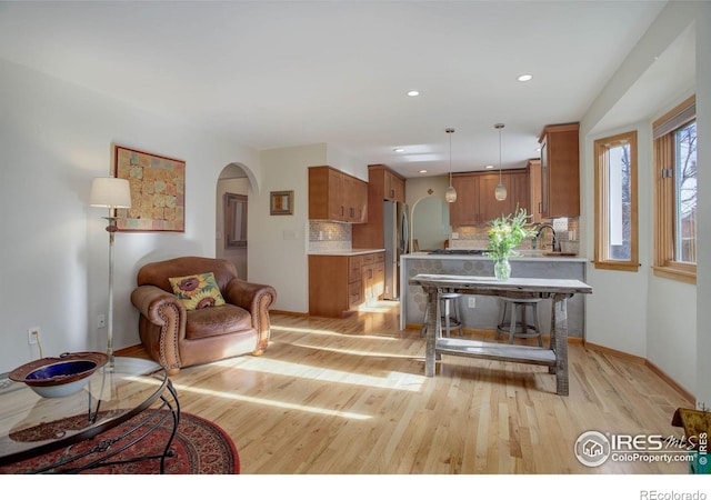 living room featuring light hardwood / wood-style floors