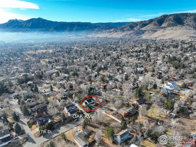 aerial view with a mountain view