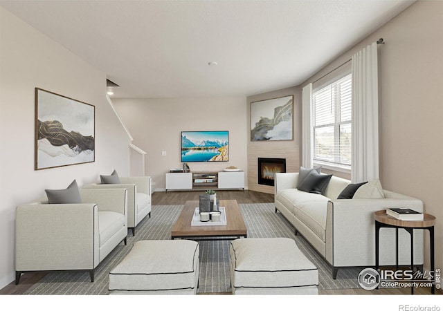 living room featuring wood-type flooring