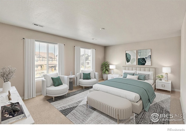 bedroom with a textured ceiling