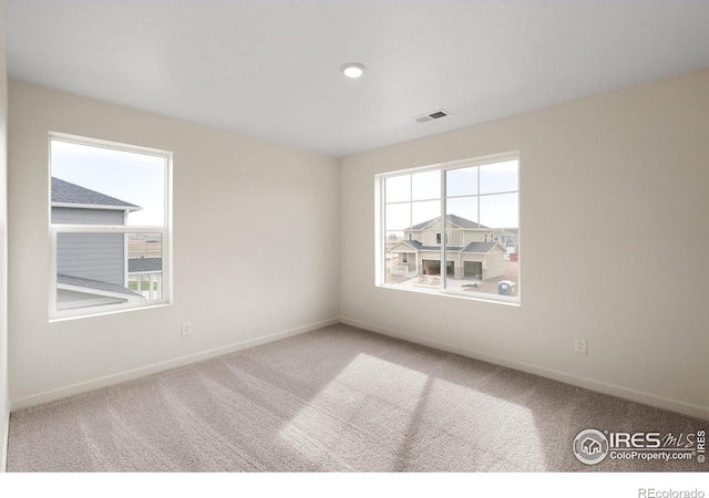 unfurnished room with carpet flooring and a healthy amount of sunlight