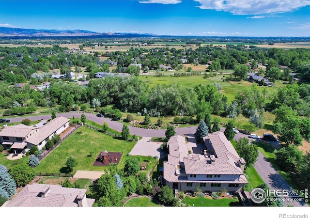 bird's eye view with a mountain view