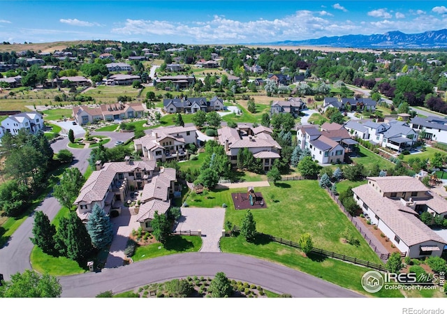 bird's eye view with a mountain view