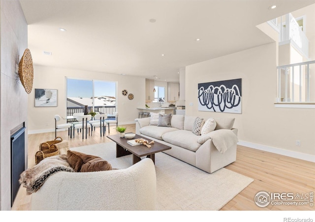 living room featuring light hardwood / wood-style flooring