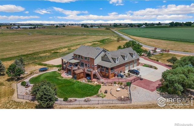 bird's eye view featuring a rural view