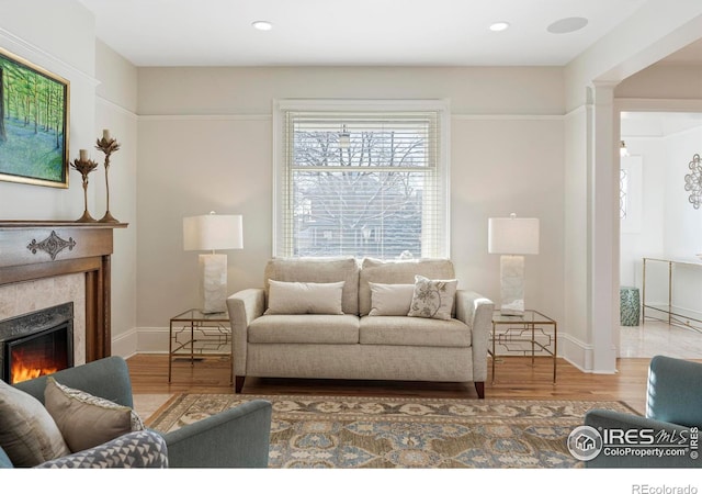 living room featuring hardwood / wood-style flooring