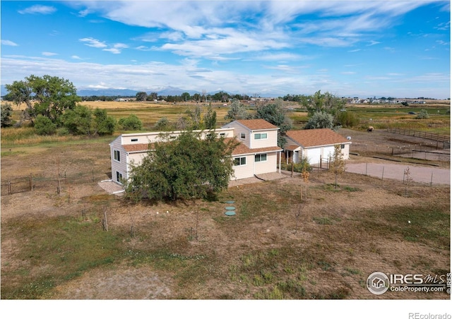 aerial view with a rural view