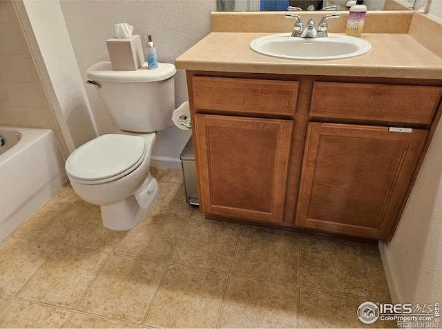 full bathroom with vanity, toilet, and shower with separate bathtub