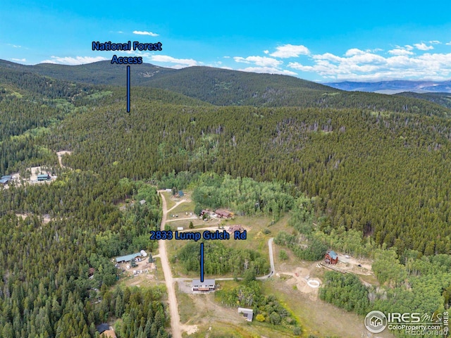 aerial view with a mountain view