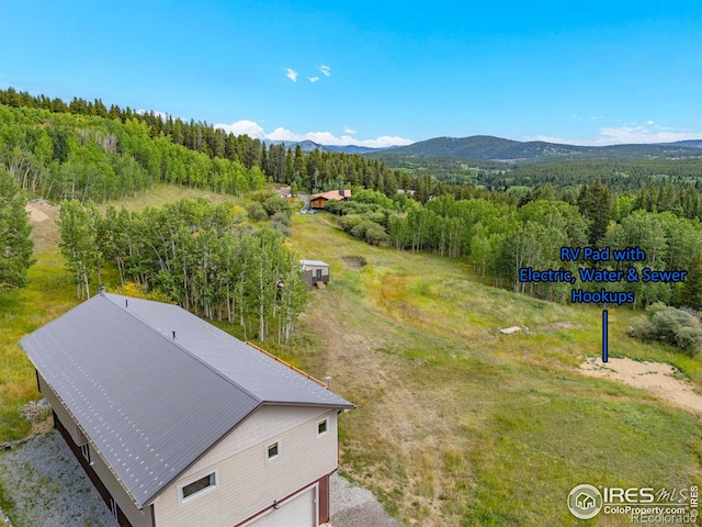 drone / aerial view with a mountain view