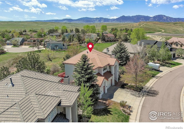 aerial view with a mountain view