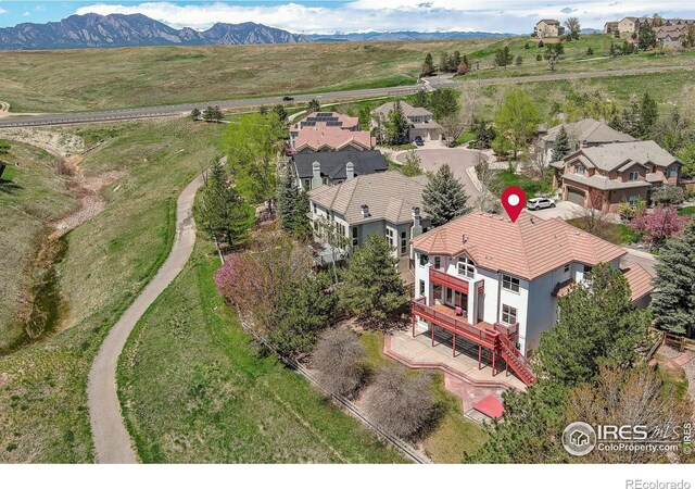 drone / aerial view with a mountain view