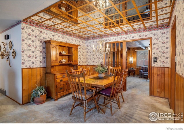 view of carpeted dining space