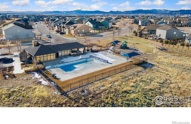 aerial view featuring a mountain view