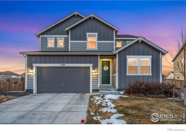 view of front of home featuring a garage