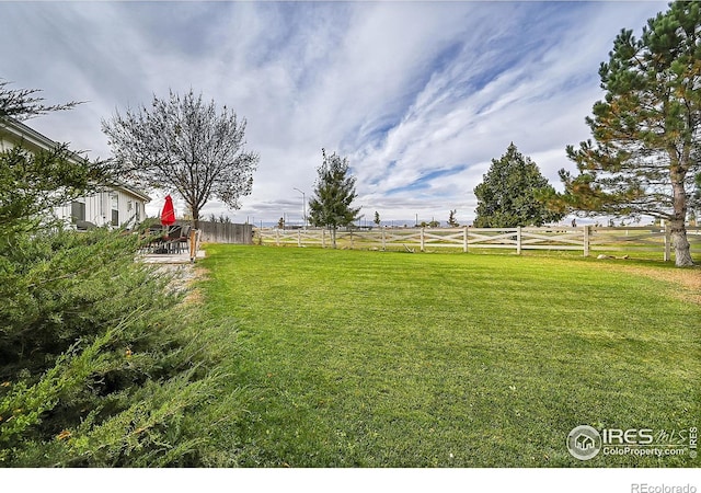 view of yard featuring a rural view