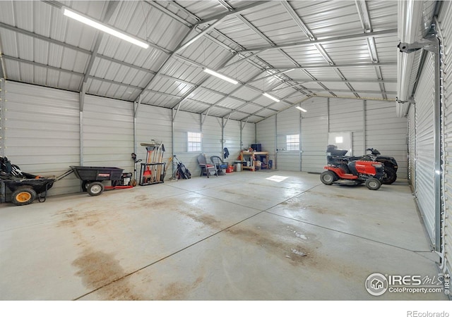 garage featuring metal wall