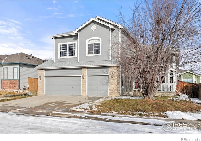 front of property featuring a garage