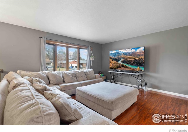 living room featuring dark hardwood / wood-style flooring