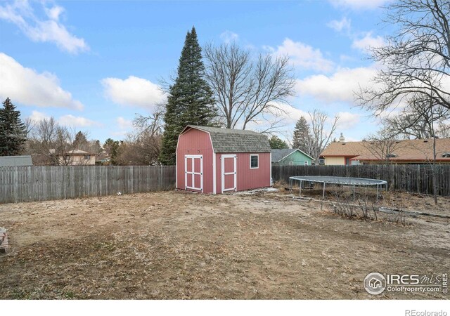 view of outbuilding featuring a trampoline