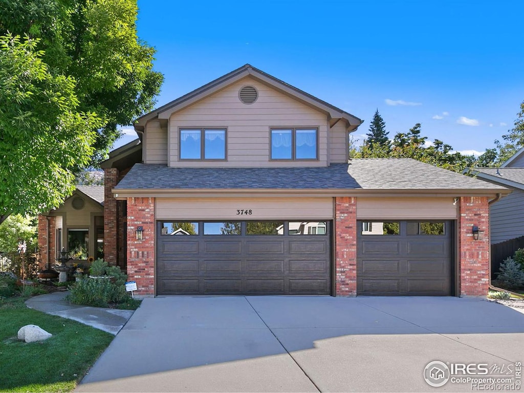 view of front property with a garage