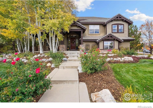 craftsman-style house with a front yard